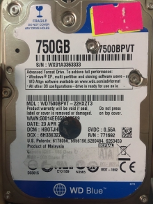 WD7500BPVT-22HXZT3